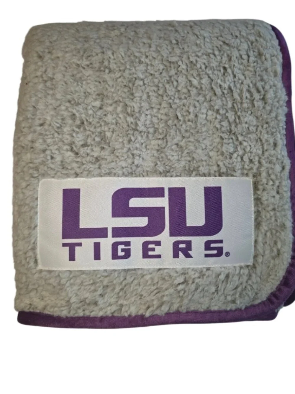 LSU Tigers Frosty Fleece Throw Blanket 50 by 60 Sherpa Blanket‎ Stitched Gray